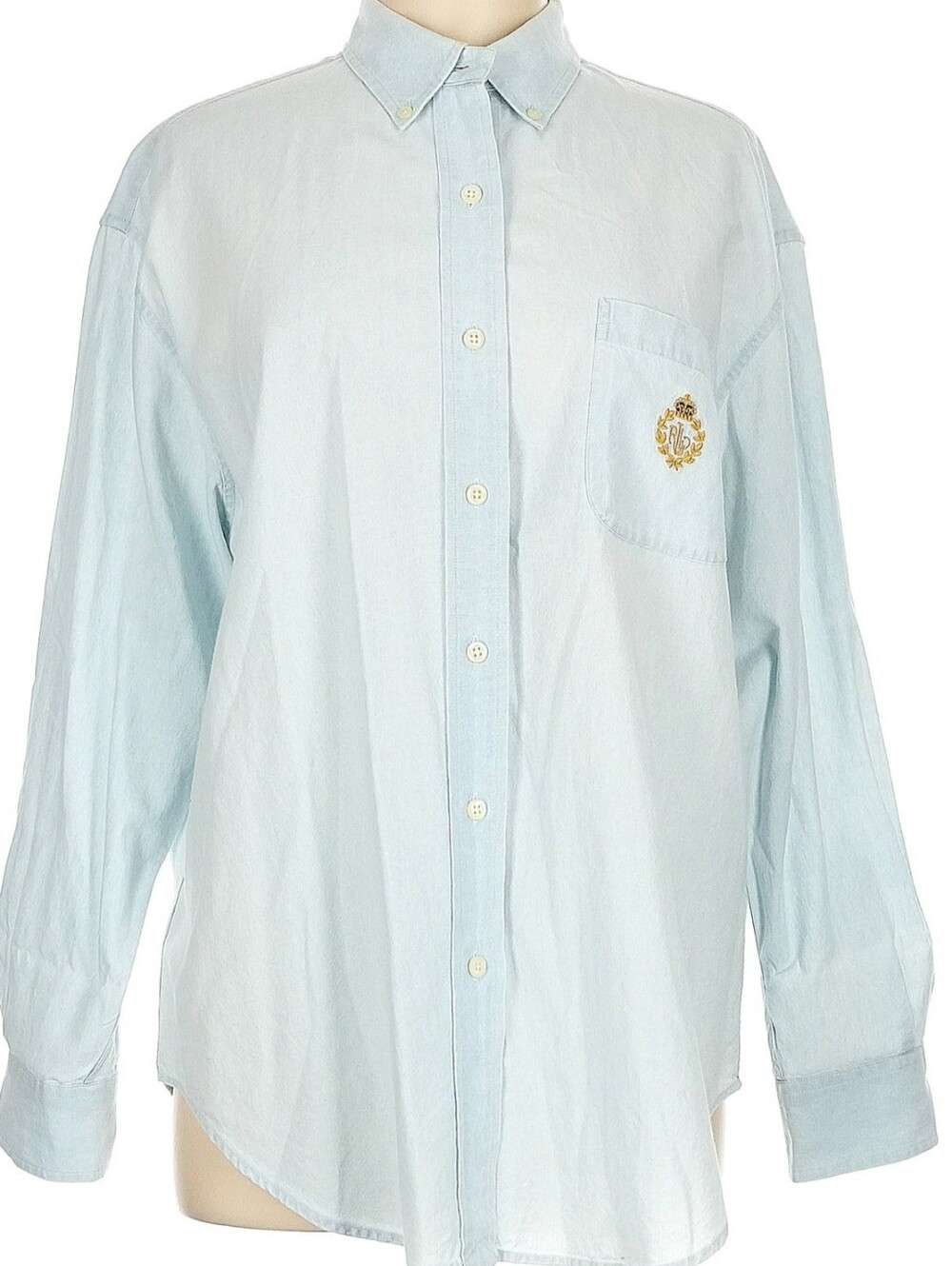 Lauren Ralph Lauren Light Blue Button Down Shirt Women’s Medium 100% Cotton